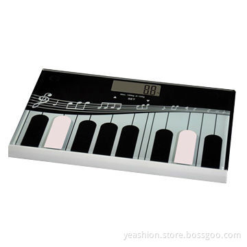 Electronic digital body fat analyzers, auto-off and low battery indication, music keyboard glass top